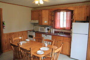 Photo of the kitchen area inside the executive cottage.
