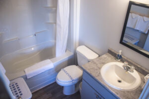 Photo of the bathroom inside the new executive cottage.